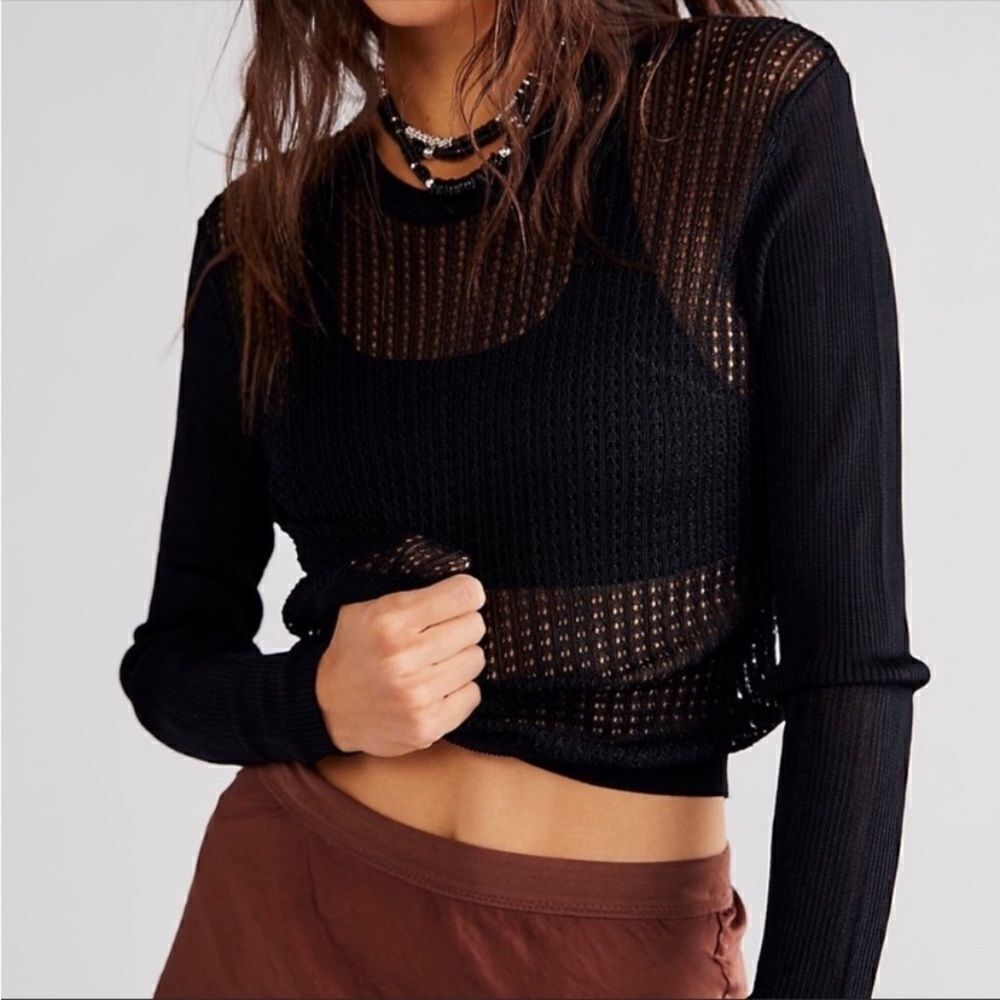 Free People NWT Free People H20 Crew Pullover Black S